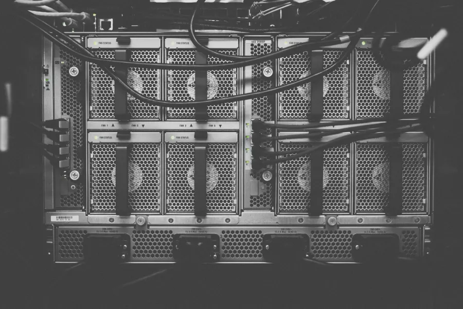Real server chassis, cooling fans and connected cables, photographed by Kvistholt Photography.